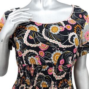 DIAMOND TEA GOWN Loungewear Maxi Dress Vintage 1970's Psychedelic Floral Canada